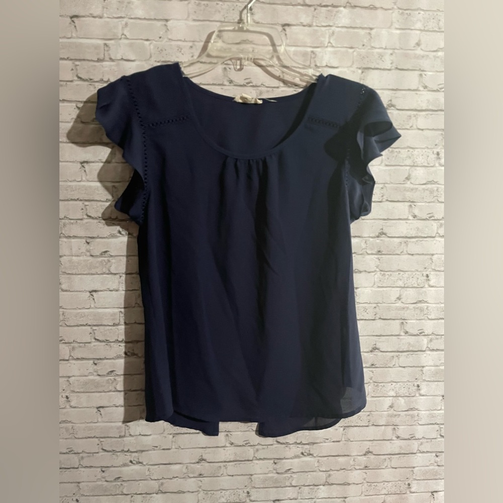 Womens Navy Blue EM Blouse Size M